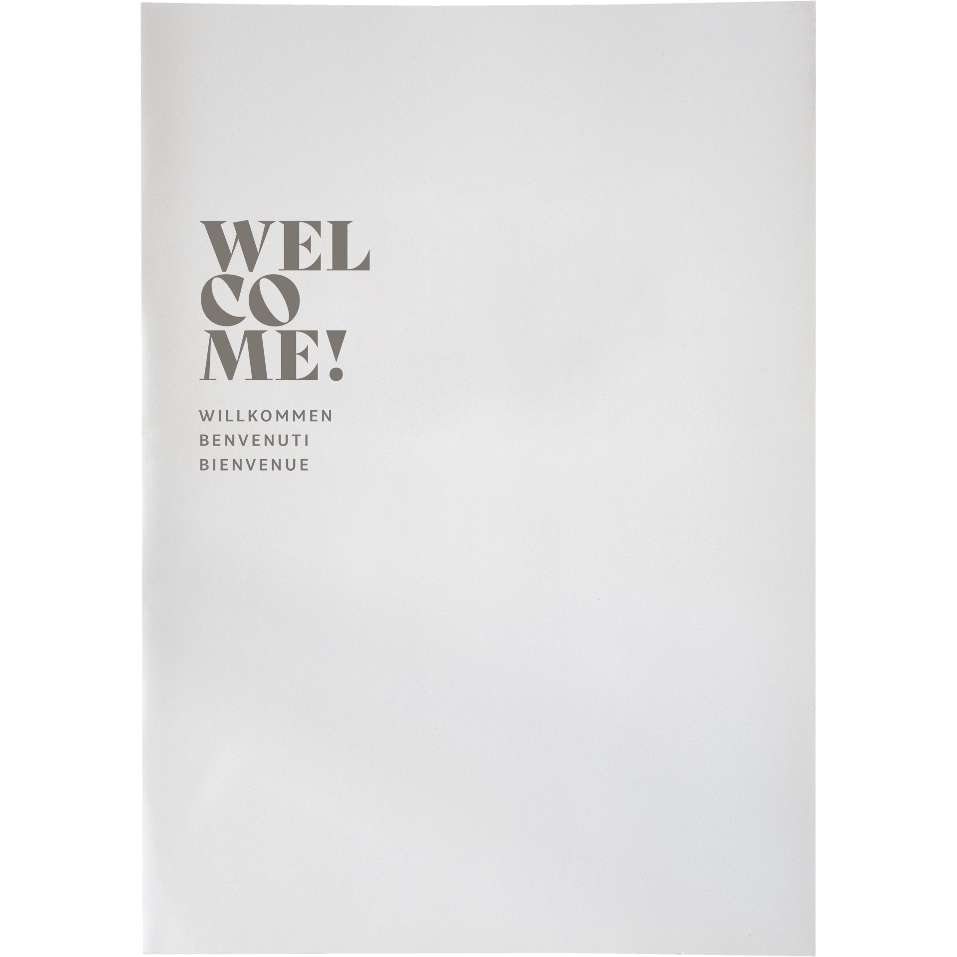 Hotelschreibmappe | Welcome New Papier gestrichen matt | weiß   22x30,5 cm | 300 g/m²