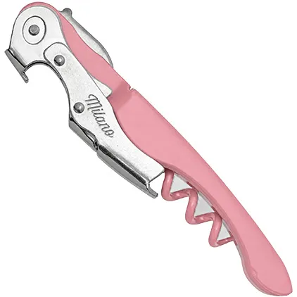 Flaschenöffner | Milano Basic Metall | pink mit Korkenzieher und kleinem Messer