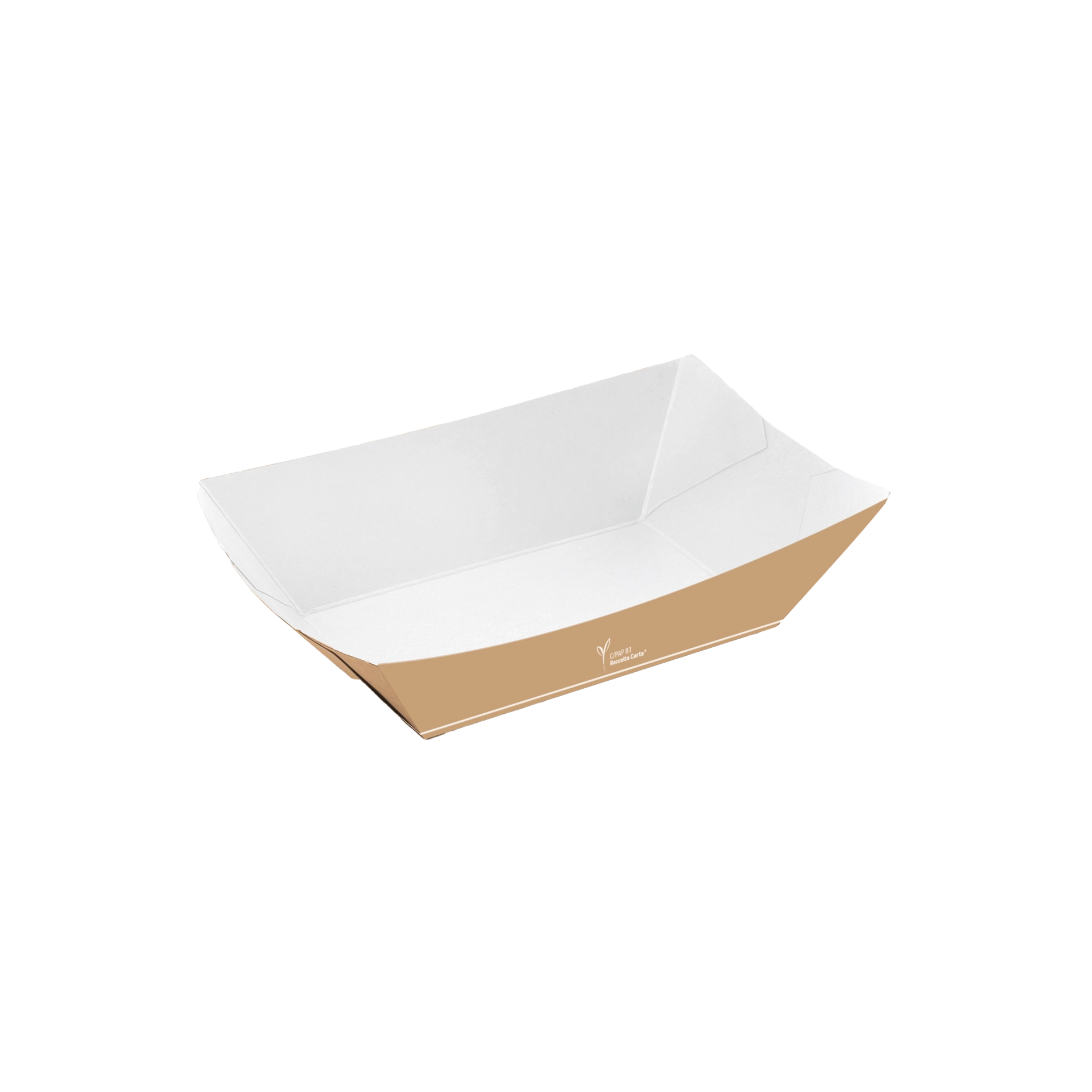 Ciotola per fritti cartone Kraft avana-PE bianco 20x12,5x h 5,3 cm