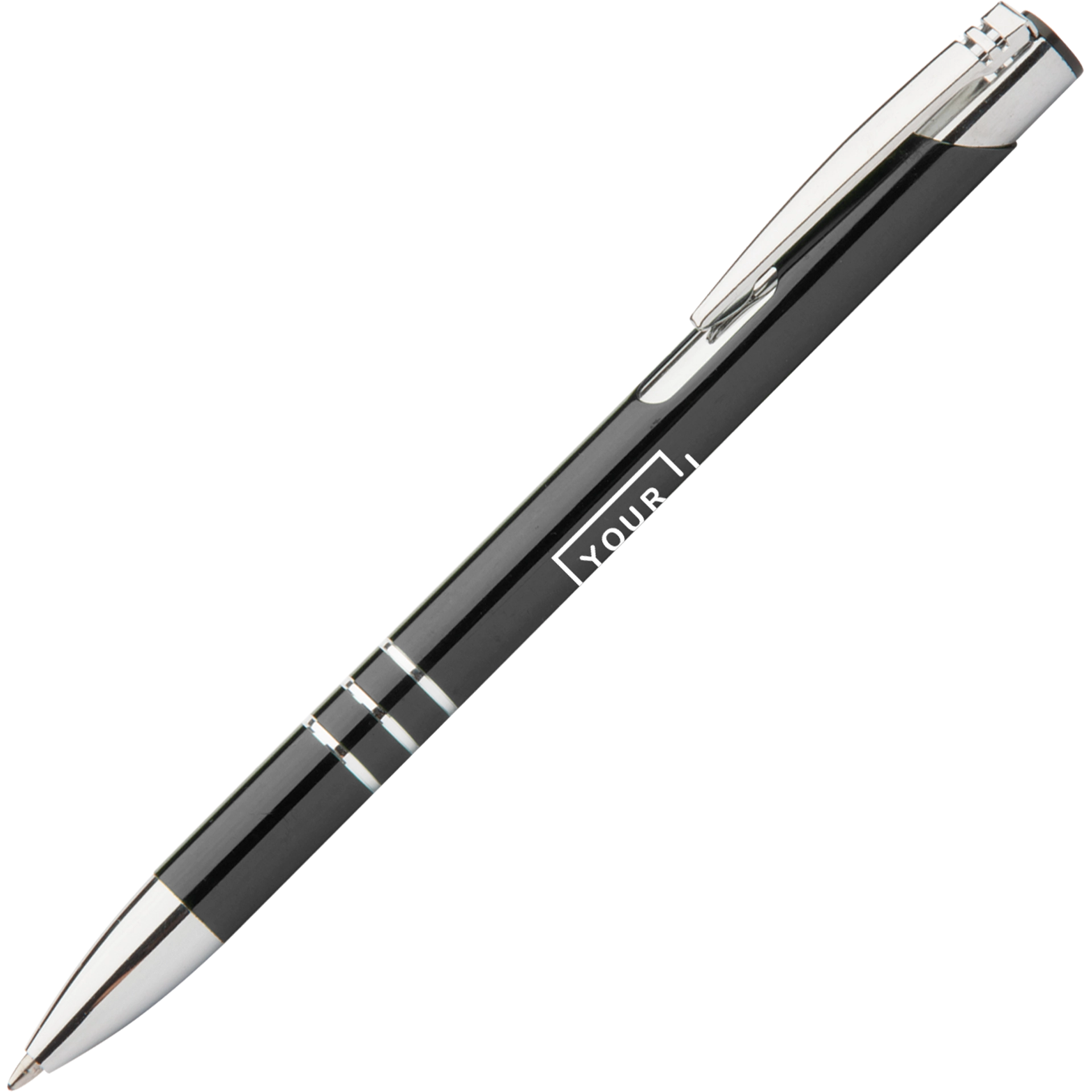 Kugelschreiber Aluminium Channel Black Farbe nach Wahl