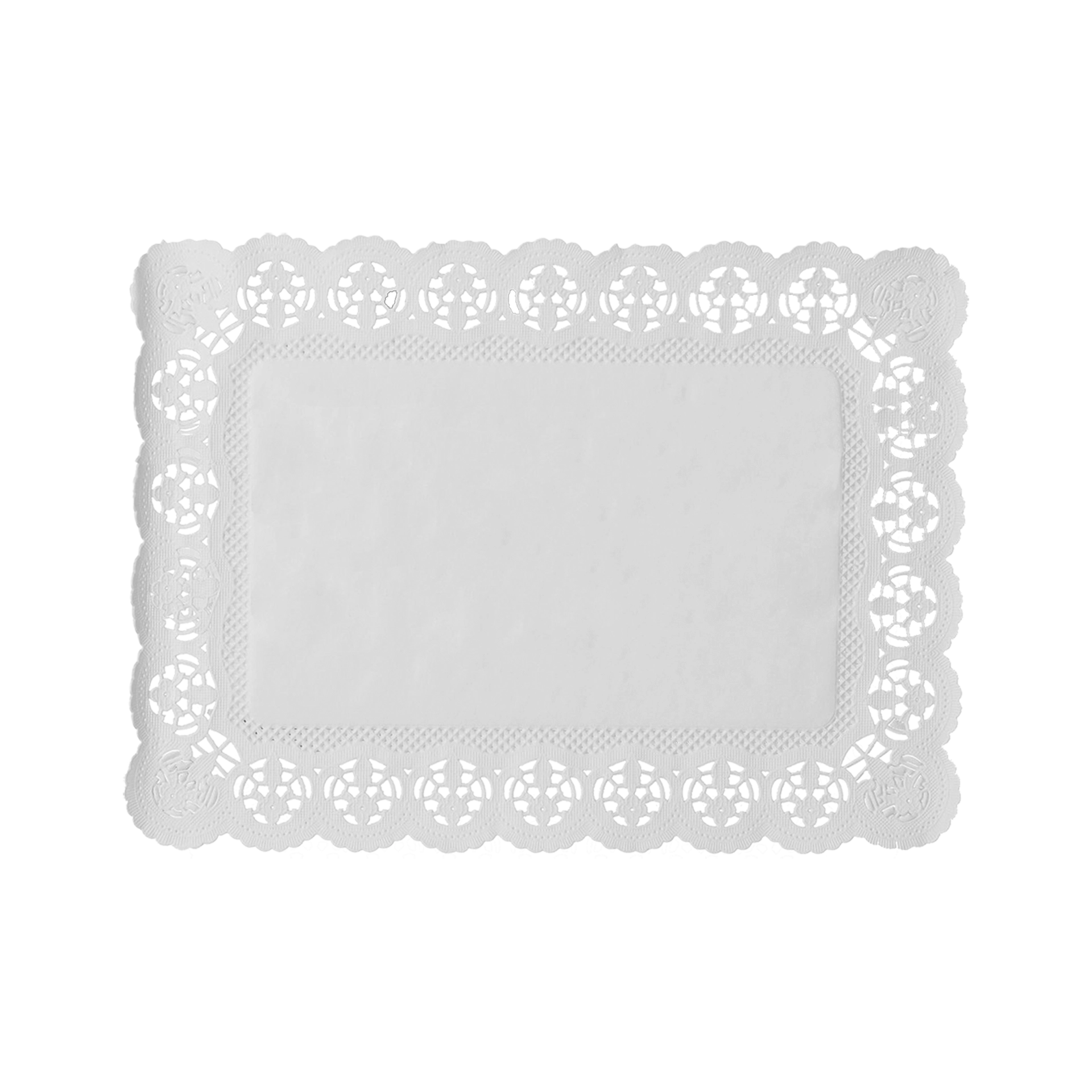Tortenspitzen | Dekor Blüte 30x18 cm | rechteckig Papier | weiß