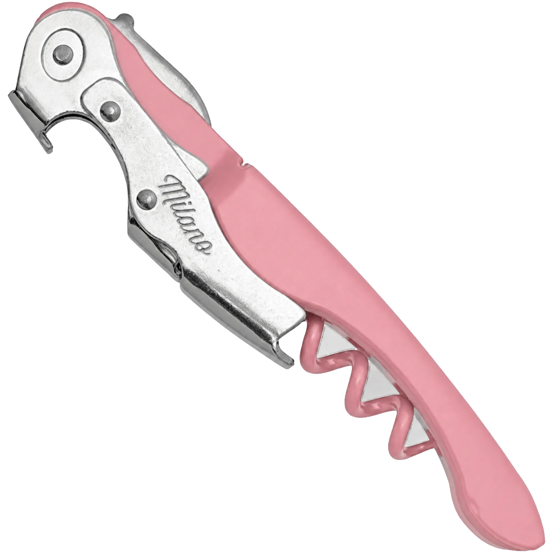 Flaschenöffner | Milano Basic Metall | pink mit Korkenzieher und kleinem Messer