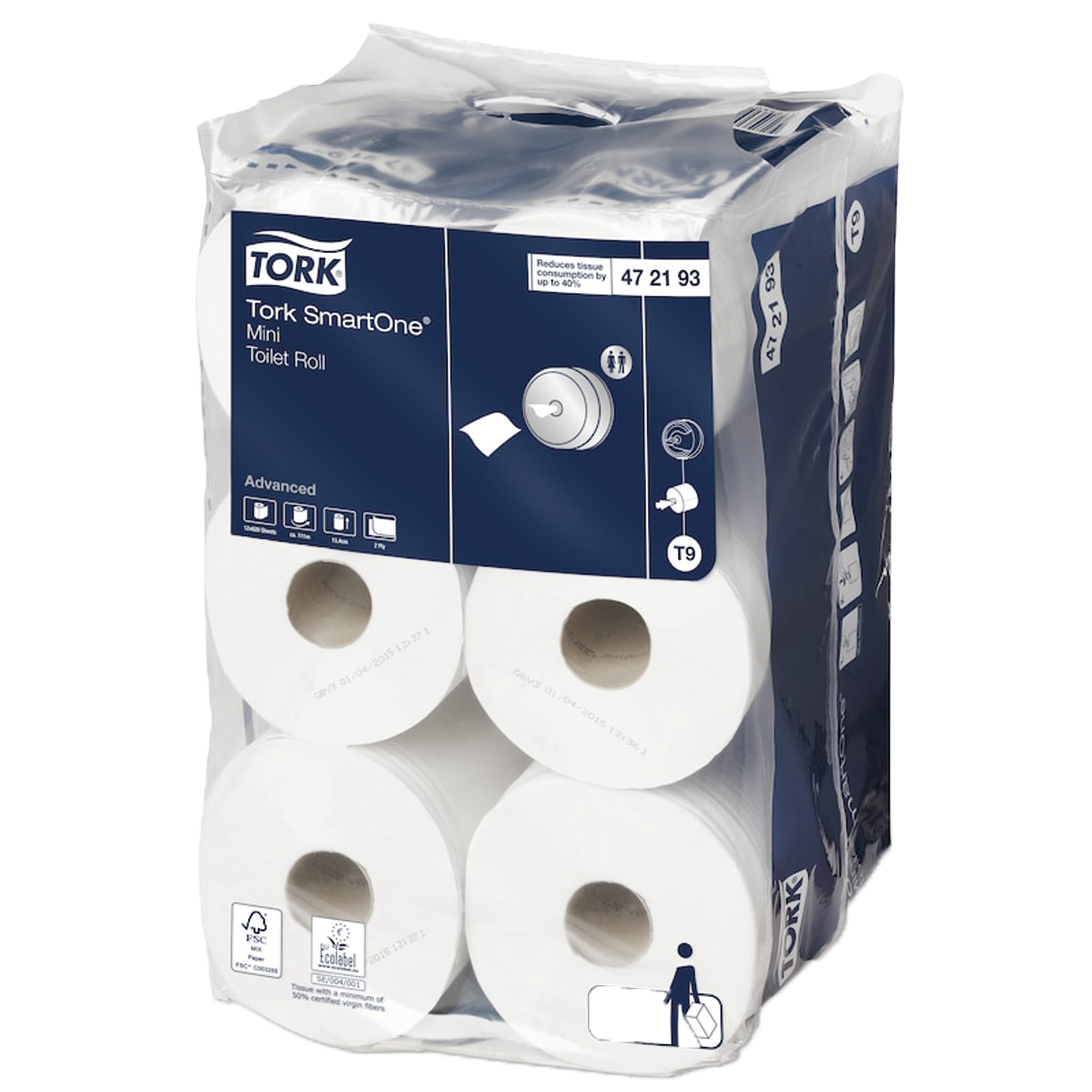 Toilettenpapier | Tork T9 weiß 2-lg. | SmartOne 620 Abrisse / 18 cm