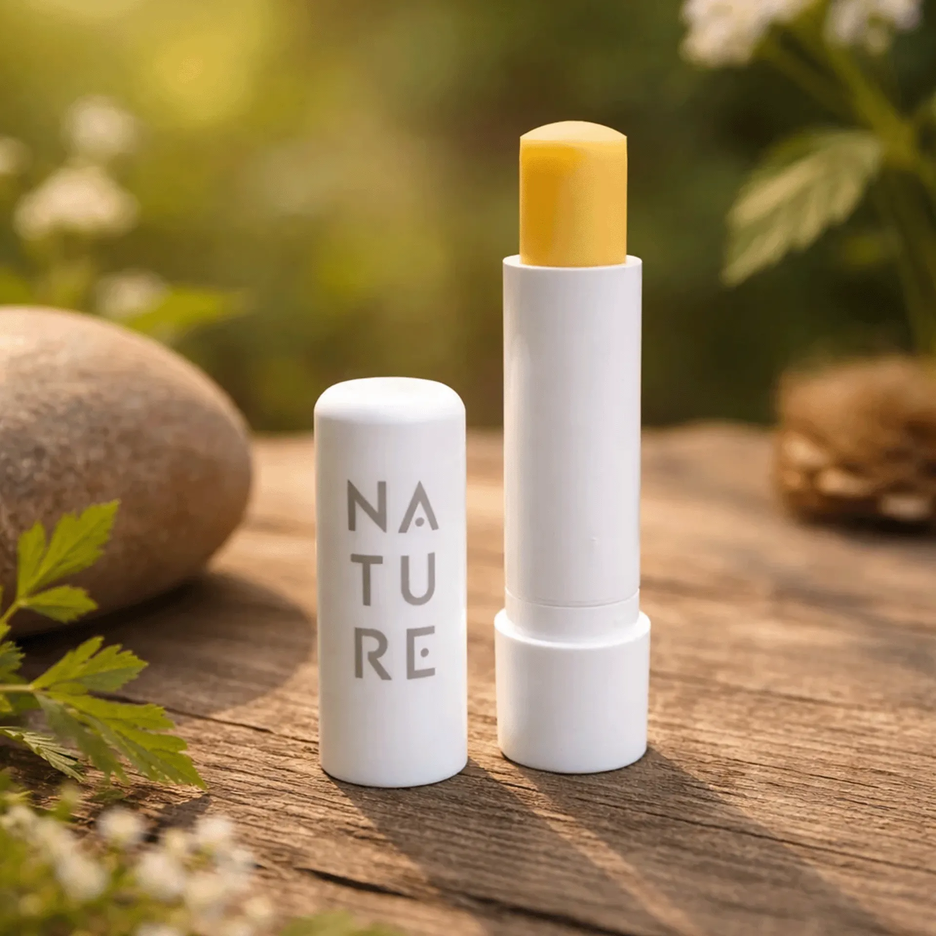 Lip Balsam | Nature con burro di karité e burro di cacao biologico 4,8 g | bianco