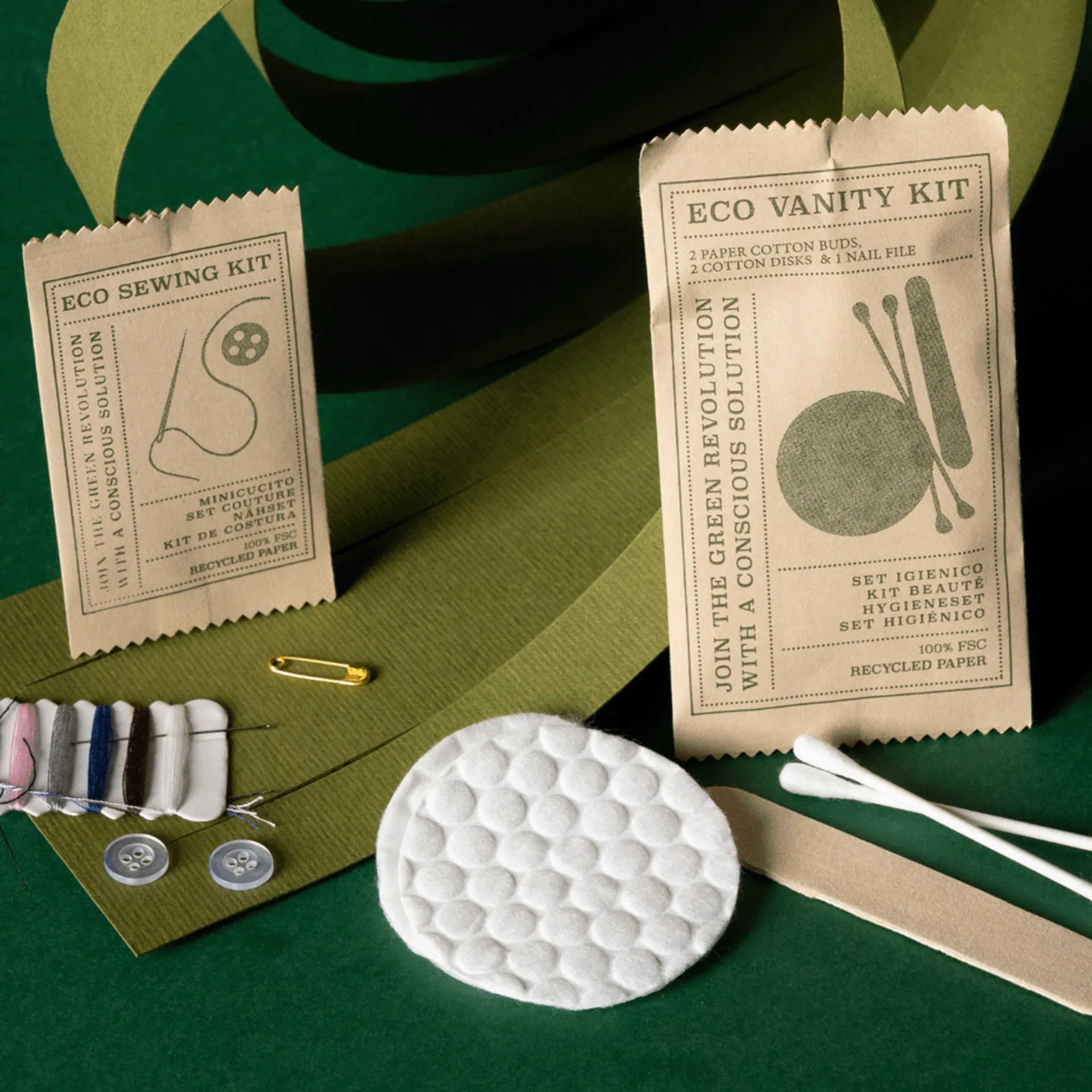 Nähset | Eco Elements Flowpack Kraftpapier FSC 6 Faden, 2 Knöpfe, 1 Nadel,