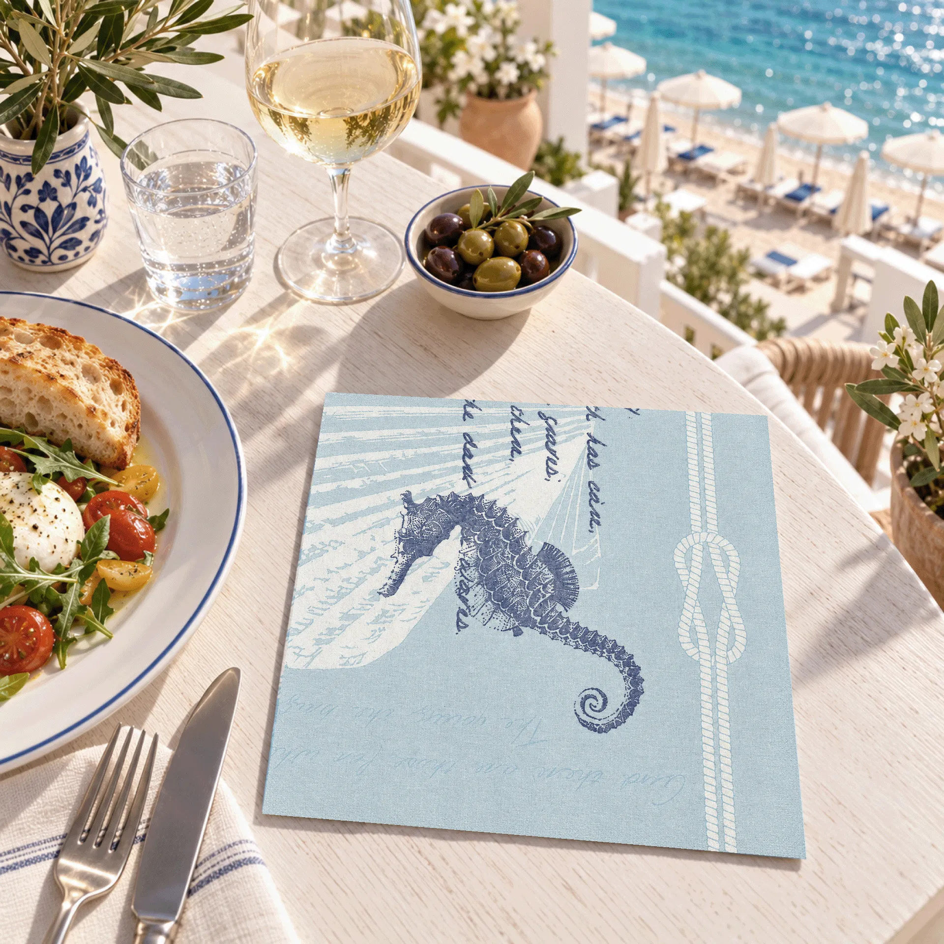 Serviette Airlaid 40x40 cm Conchiglia himmelblau  