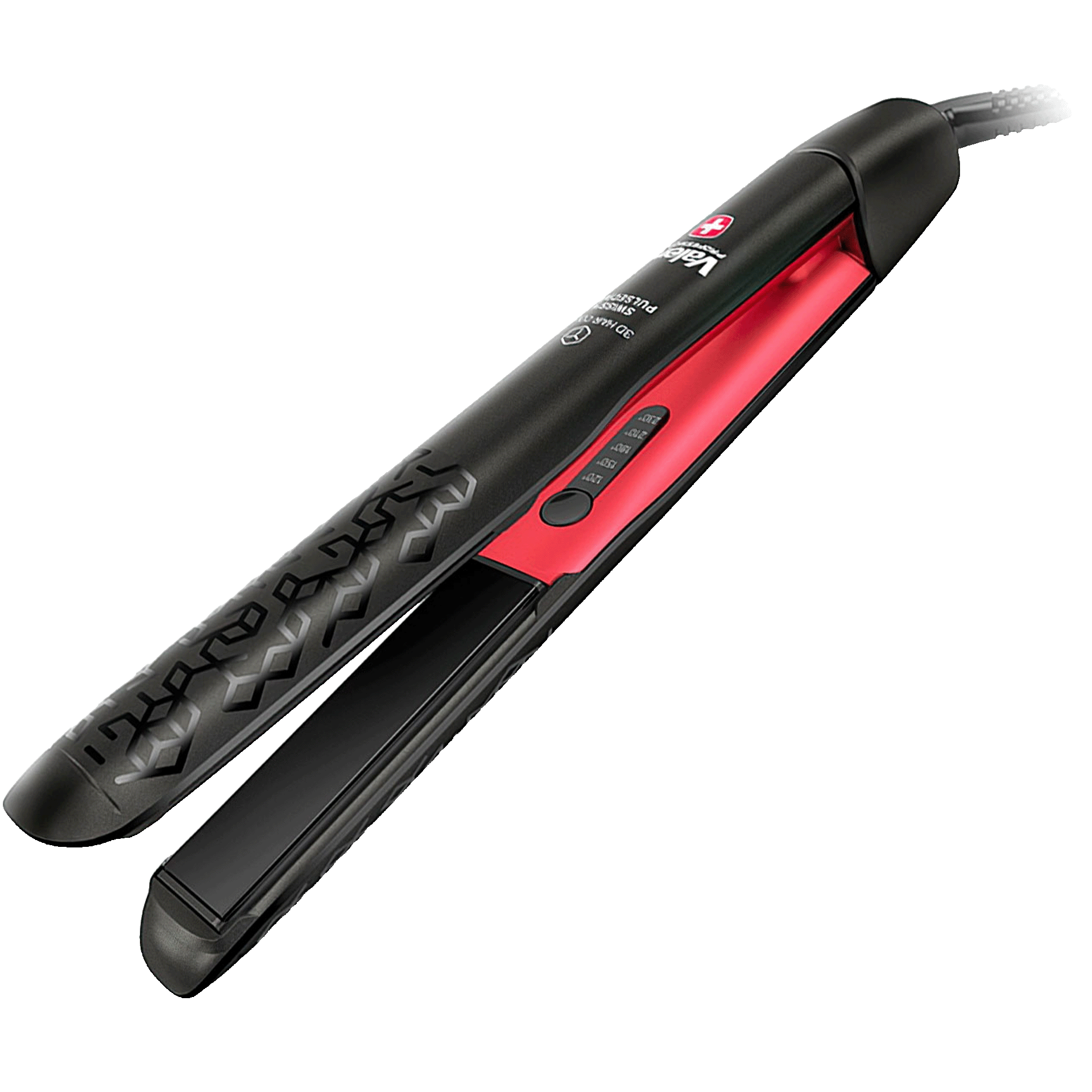 Haarglätter | Swiss X PulseCare black red Pulse Frequency System mit 200 Sensorsteuerungen pro Sekunde