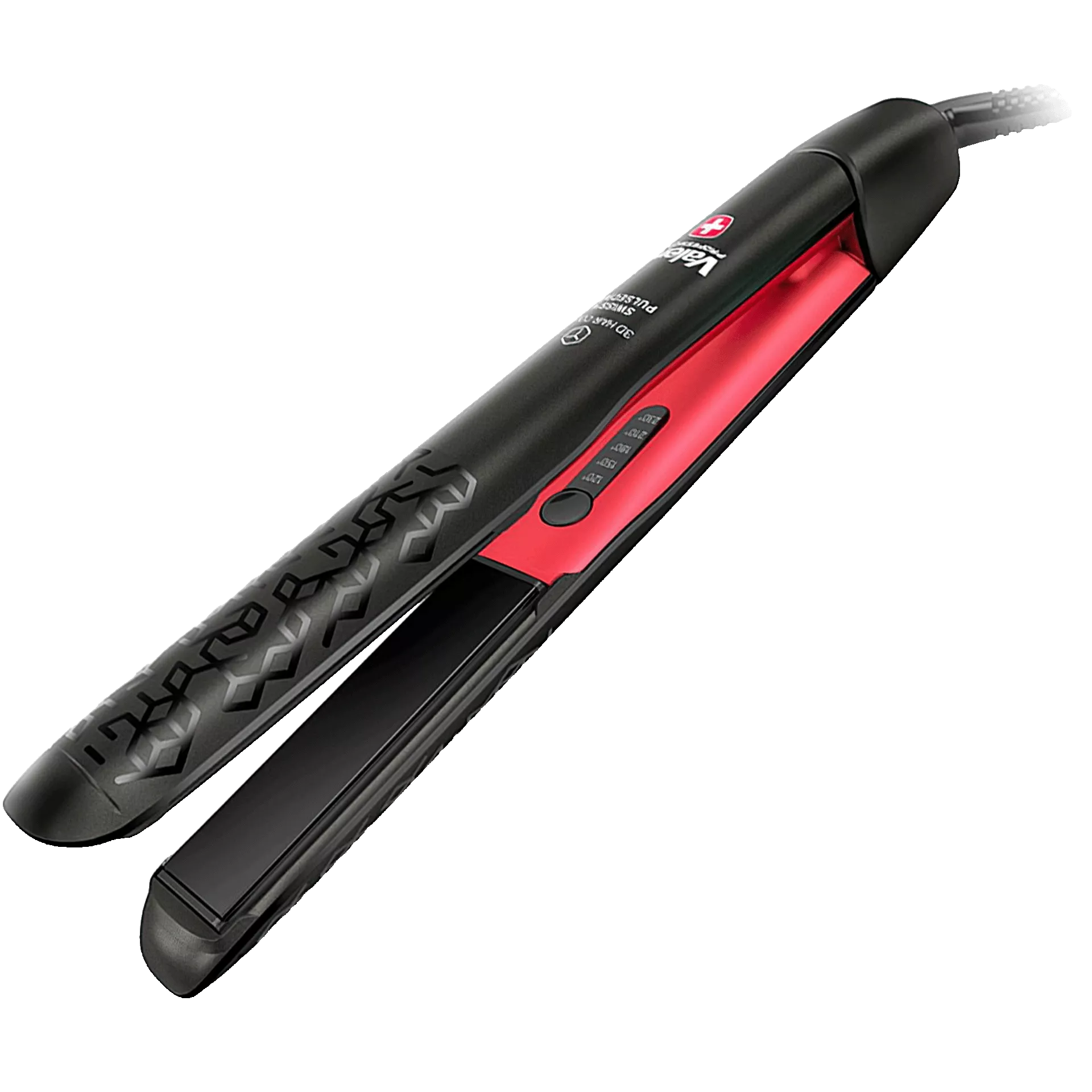 Haarglätter | Swiss X PulseCare black red Pulse Frequency System mit 200 Sensorsteuerungen pro Sekunde