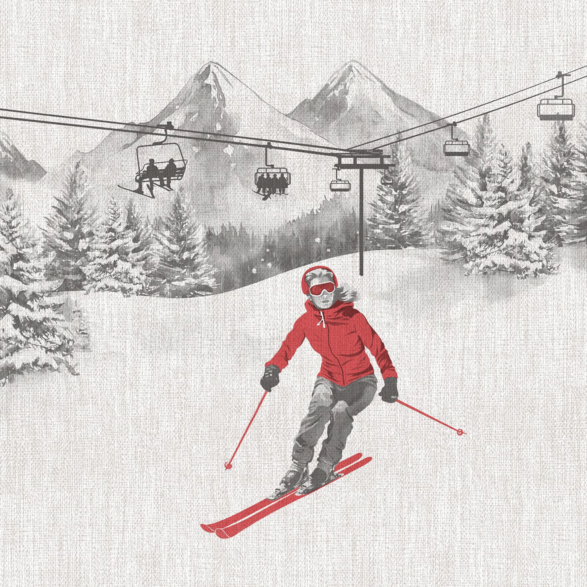 Serviette | Pista Airlaid | Skifahrer+Snowboarder 40x40 cm