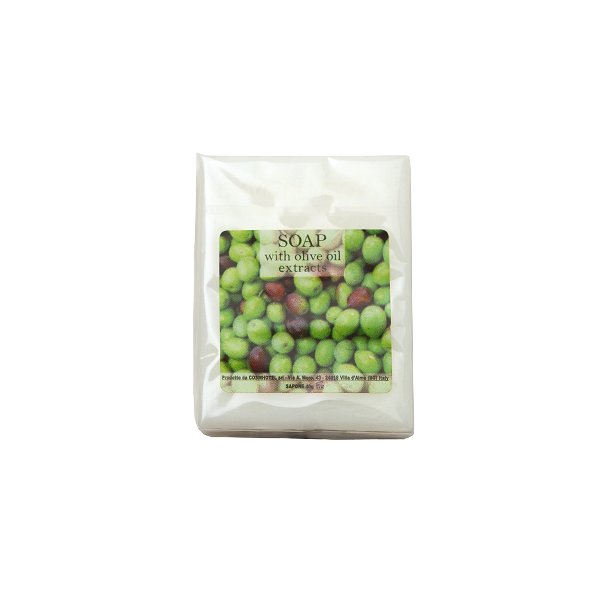 Hotelseife Natural Mix Olive 20 g in Nylon verpackt mit Strip  