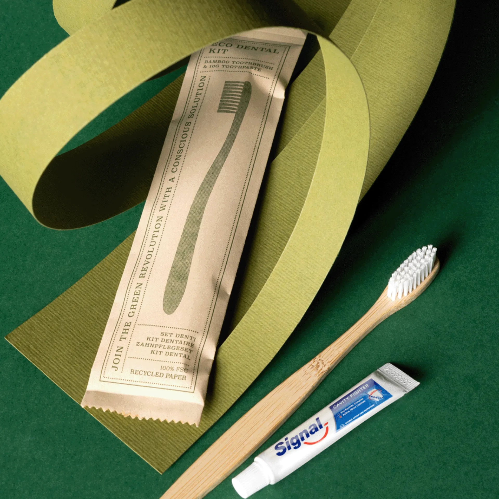 Zahnpflegeset | Eco Elements Flowpack Kraftpapier FSC Zahnbürste Bambus