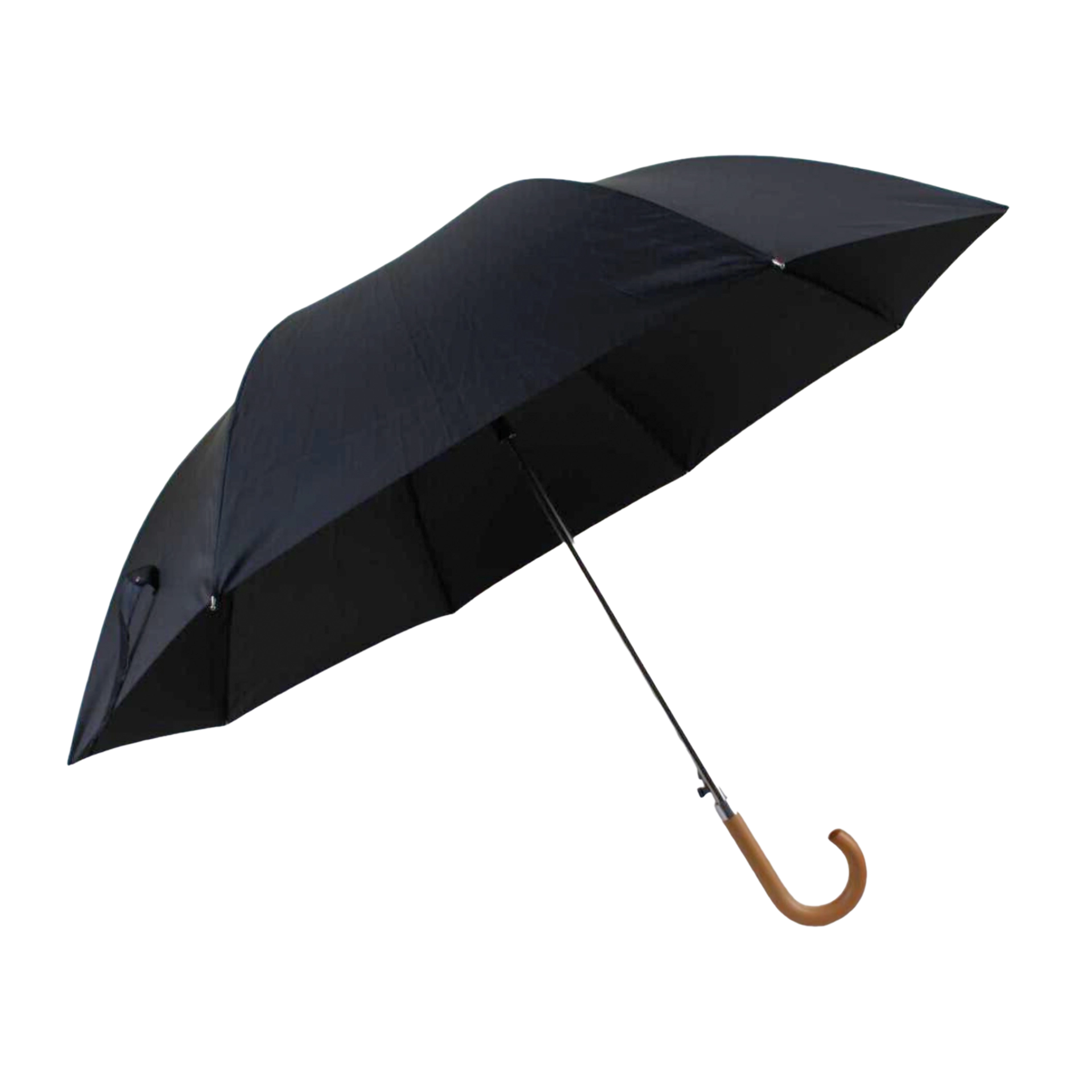 Regenschirm 384R Ø 100 cm schwarz automatische Öffnung (Metallstock, Rundhakengriff Holz)