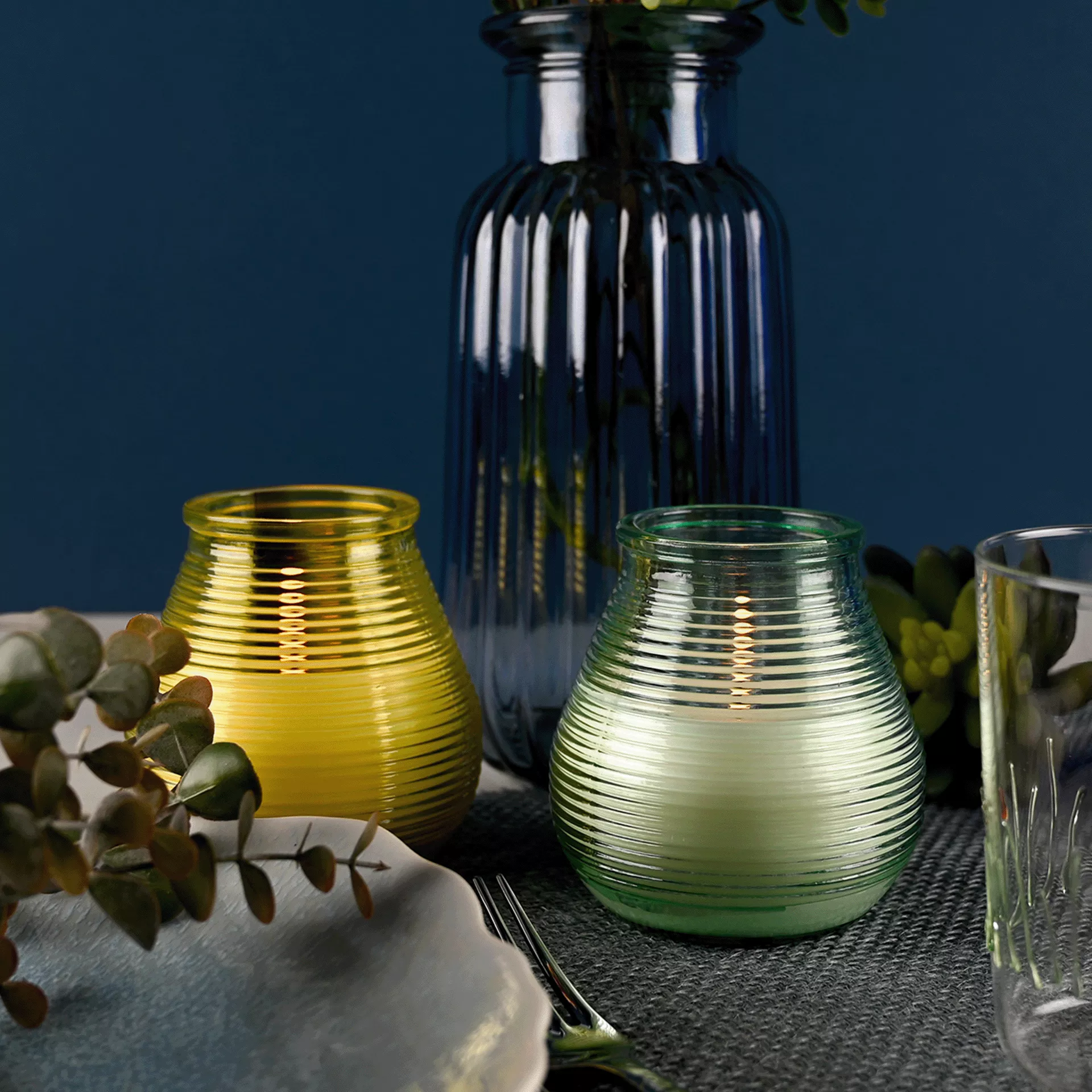 Gartenfeuer Olympic in Glas h 9,4 cm | Ø 9,1 cm gelb