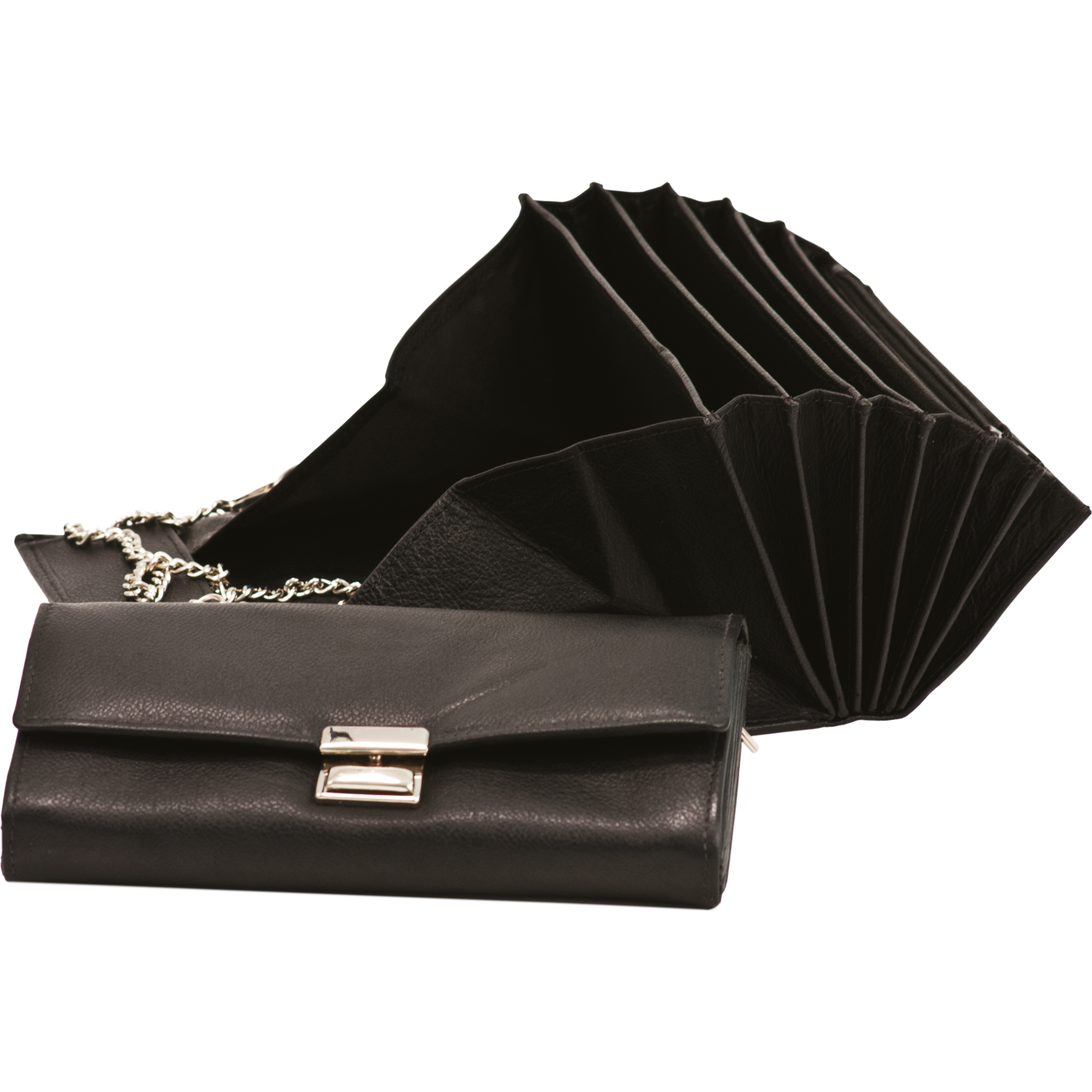 Kellnerbrieftasche Leder | schwarz mit Öse 